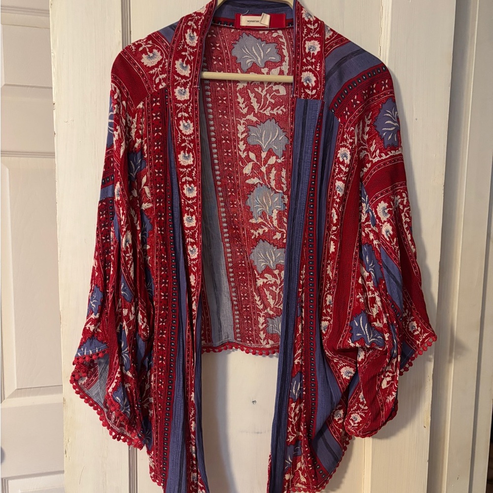 Red and Blue Floral Kimono